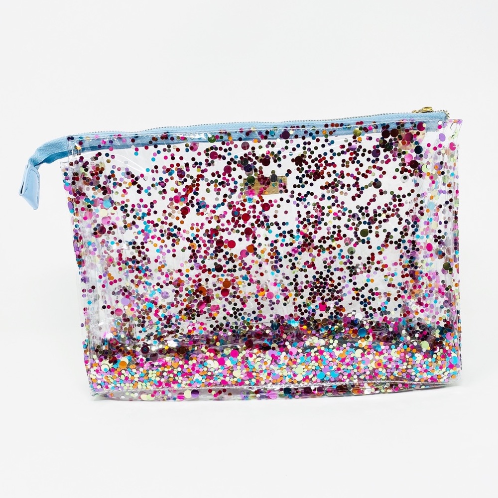 Confetti Glitter Biggie Cosmetic Zip Bag Travel - Picture 3 of 6